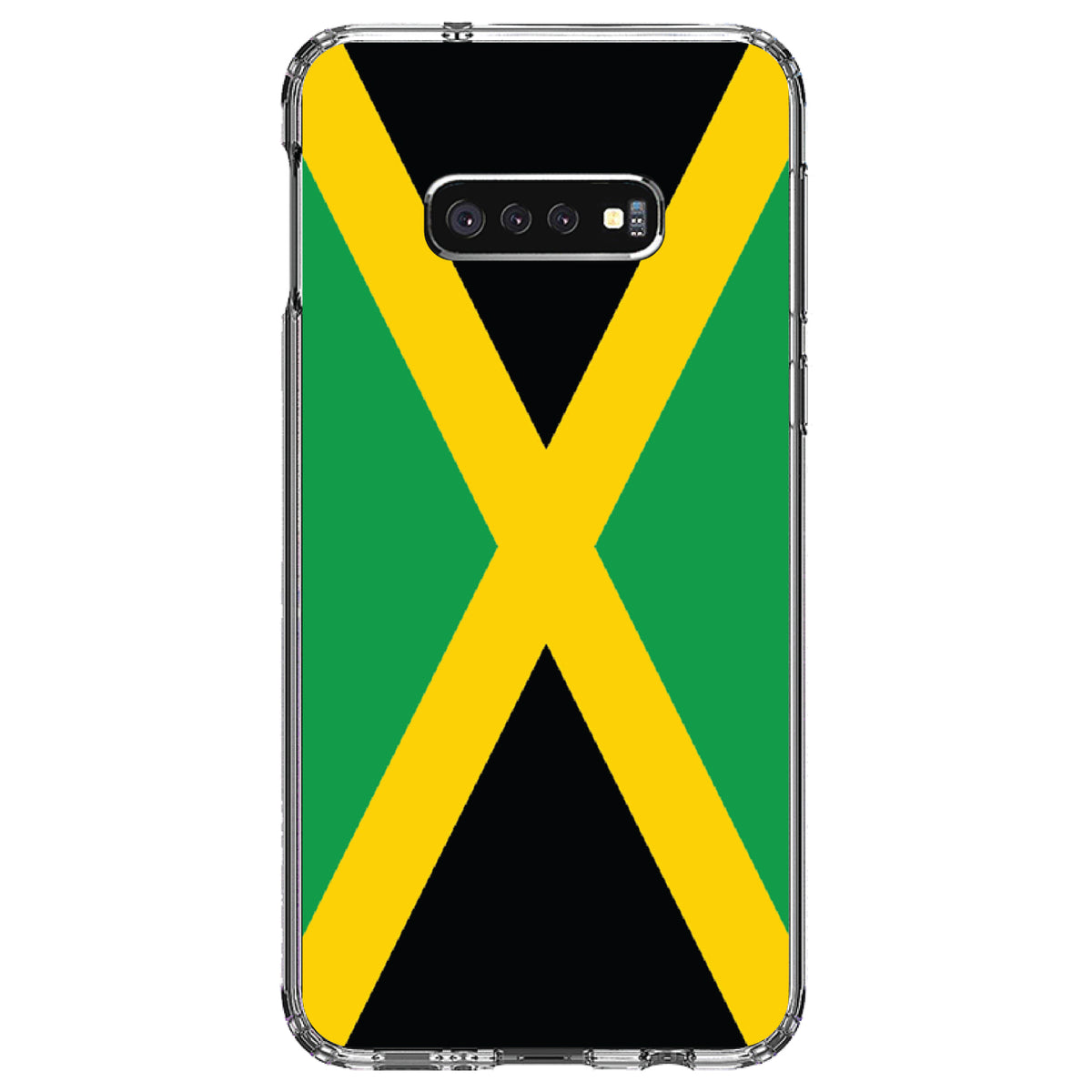 Jamaica Flag Black Green Yellow Clear Shockproof iPhone Case, view 18