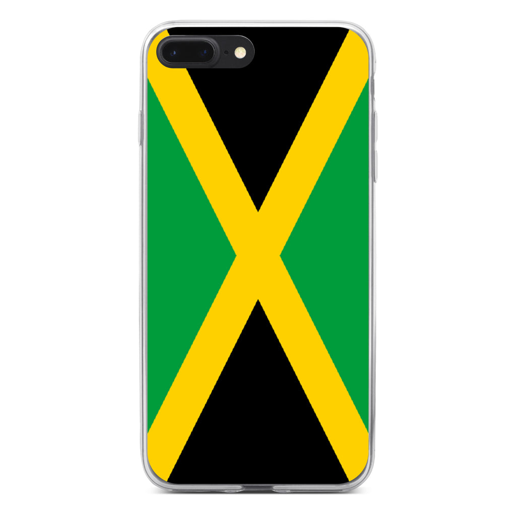 Jamaica Flag Black Green Yellow Clear Shockproof iPhone Case, view 6