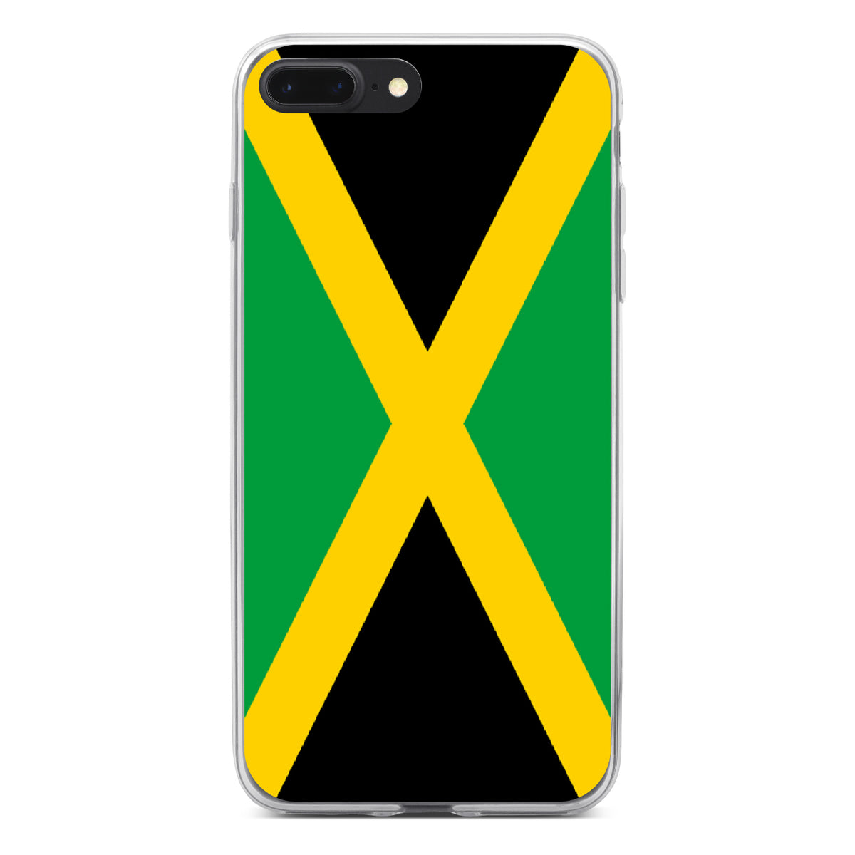 Jamaica Flag Black Green Yellow Clear Shockproof iPhone Case, view 6
