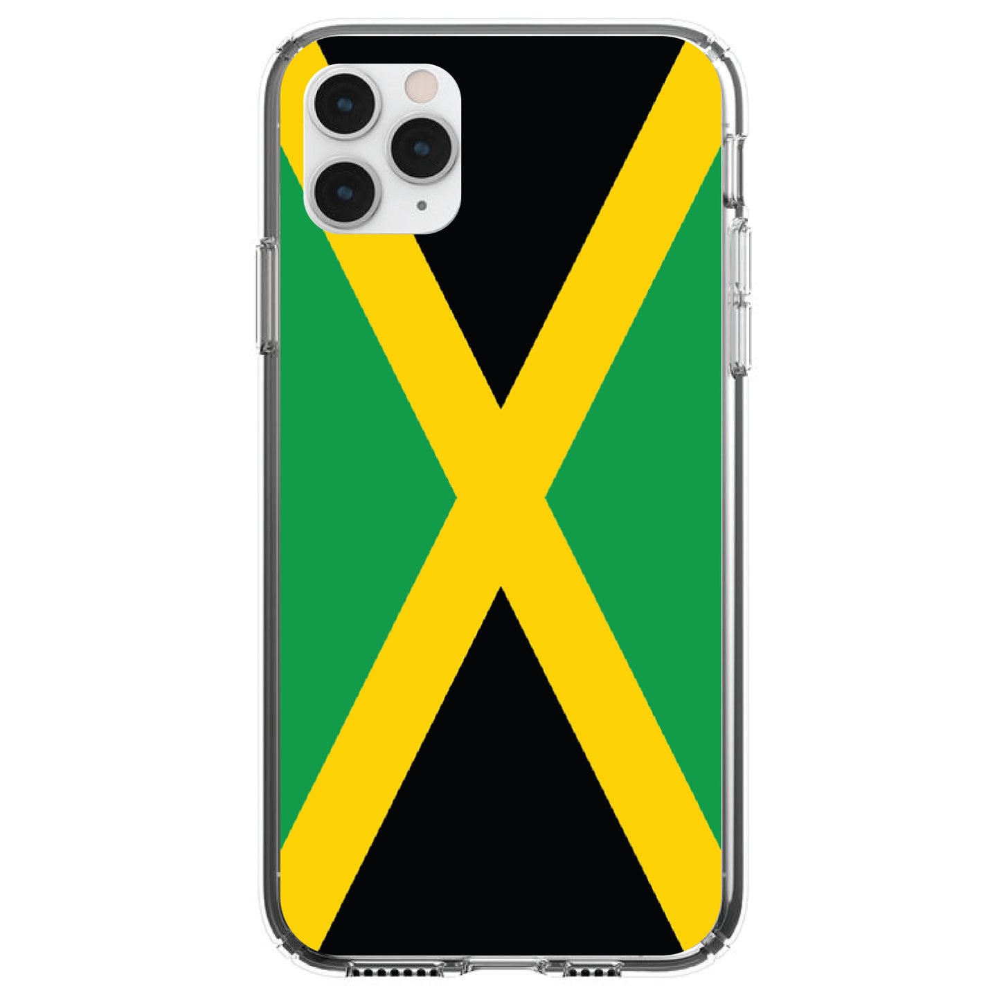 DistinctInk® Clear Shockproof Hybrid Case for Apple iPhone / Samsung Galaxy / Google Pixel - Jamaica Flag Black Green Yellow
