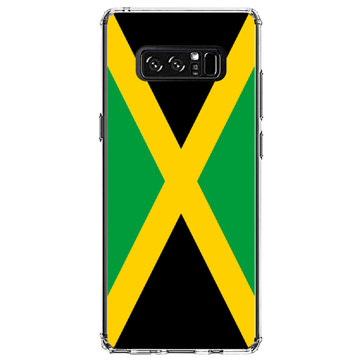 Jamaica Flag Black Green Yellow Clear Shockproof iPhone Case, view 12
