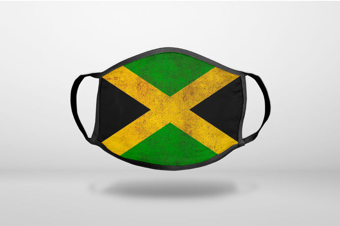 Jamaica Old Flag Black Green Yellow - 3-Ply Reusable Soft Face Mask Covering, Unisex, Cotton Inner Layer