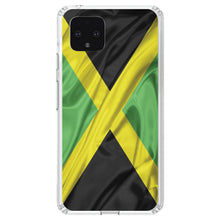 DistinctInk® Clear Shockproof Hybrid Case for Apple iPhone / Samsung Galaxy / Google Pixel - Jamaica Waving Flag Black Green Yellow