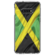DistinctInk® Clear Shockproof Hybrid Case for Apple iPhone / Samsung Galaxy / Google Pixel - Jamaica Waving Flag Black Green Yellow