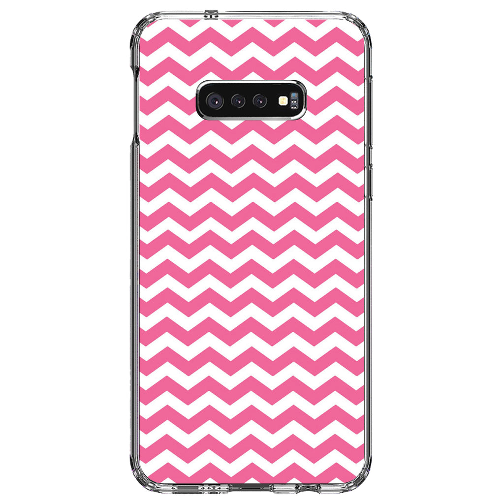 Pink White Chevron Stripes Wave Clear Shockproof iPhone Case, view 18