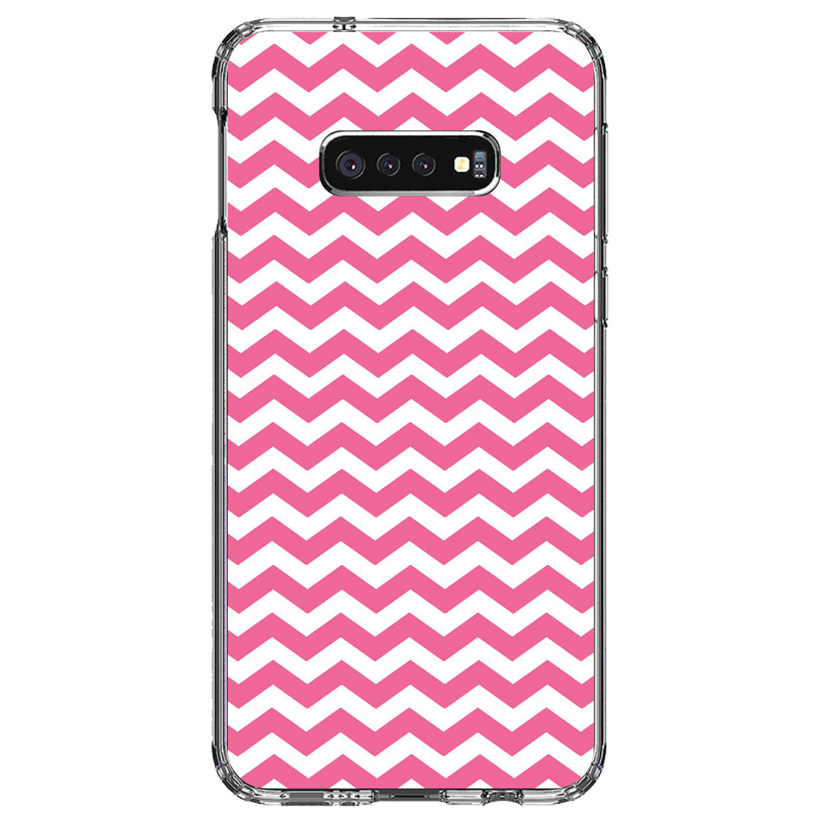 Pink White Chevron Stripes Wave Clear Shockproof iPhone Case, view 18