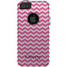 DistinctInk™ OtterBox Commuter Series Case for Apple iPhone or Samsung Galaxy - Pink White Chevron Stripes Wave
