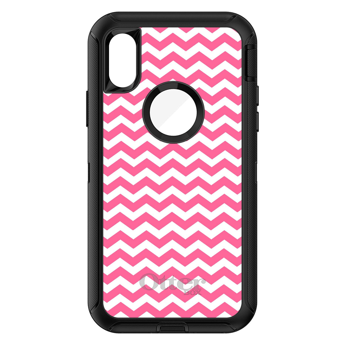 Pink White Chevron Stripes Wave OtterBox Defender Case for iPhone & Galaxy, view 3