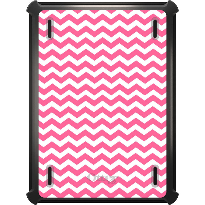 DistinctInk™ OtterBox Defender Series Case for Apple iPad / iPad Pro / iPad Air / iPad Mini - Pink White Chevron Stripes Wave