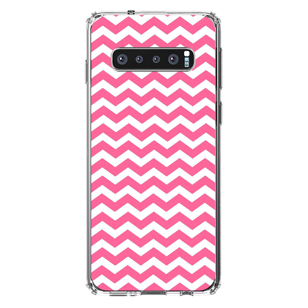 Pink White Chevron Stripes Wave Clear Shockproof iPhone Case, view 17