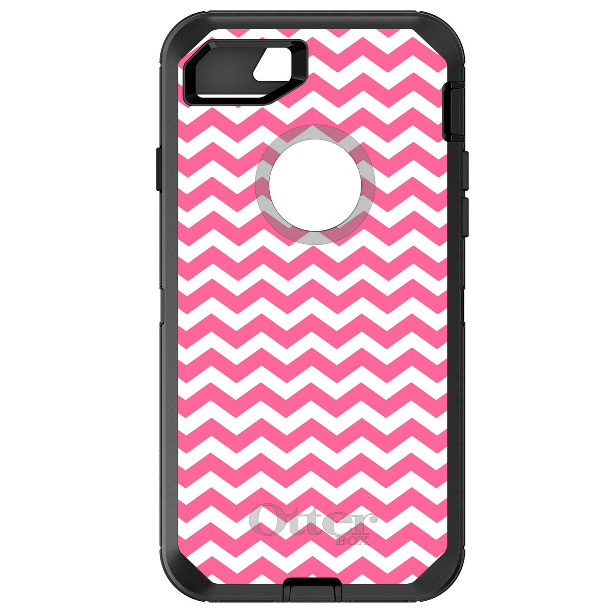 Pink White Chevron Stripes Wave OtterBox Defender Case for iPhone & Galaxy