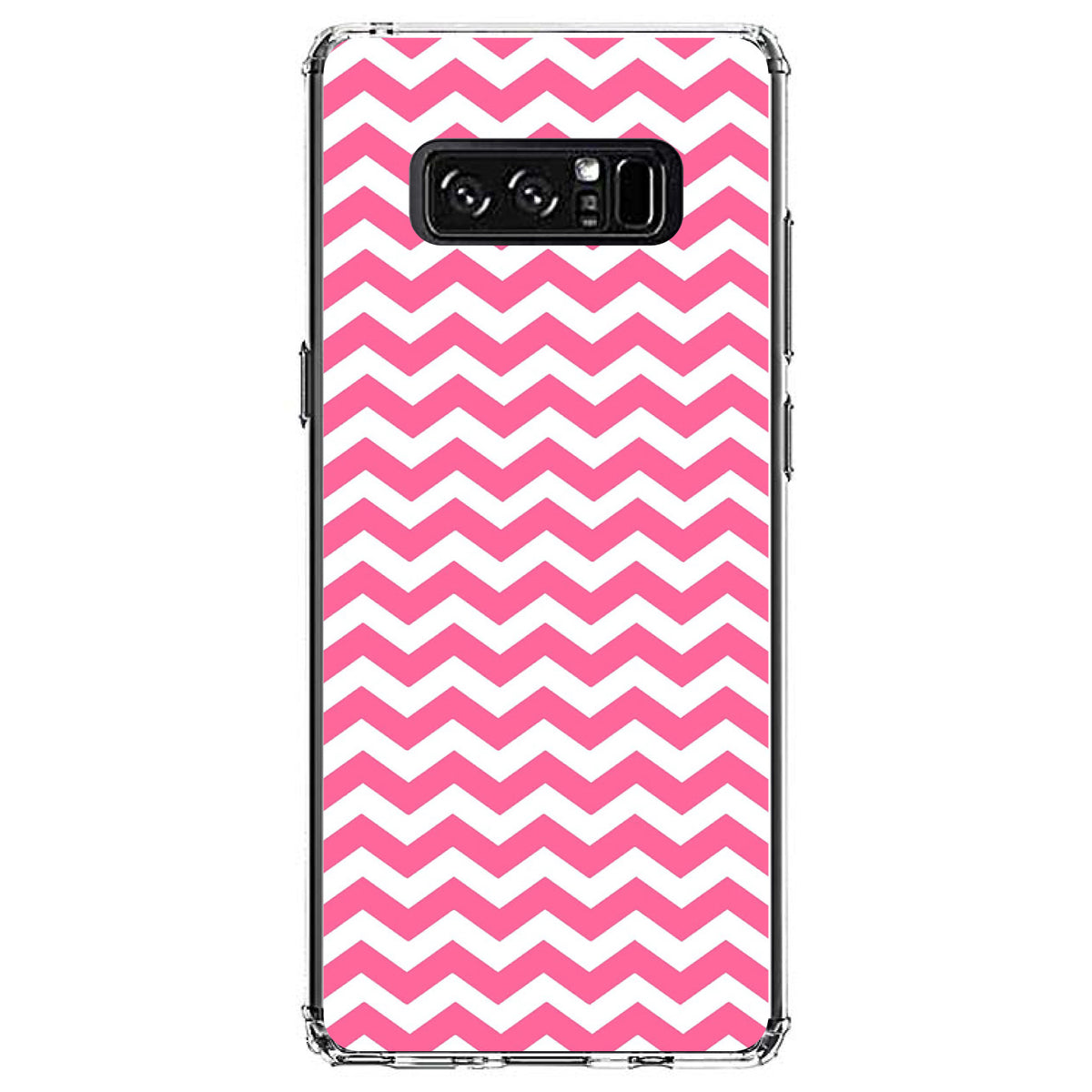 Pink White Chevron Stripes Wave Clear Shockproof iPhone Case, view 12