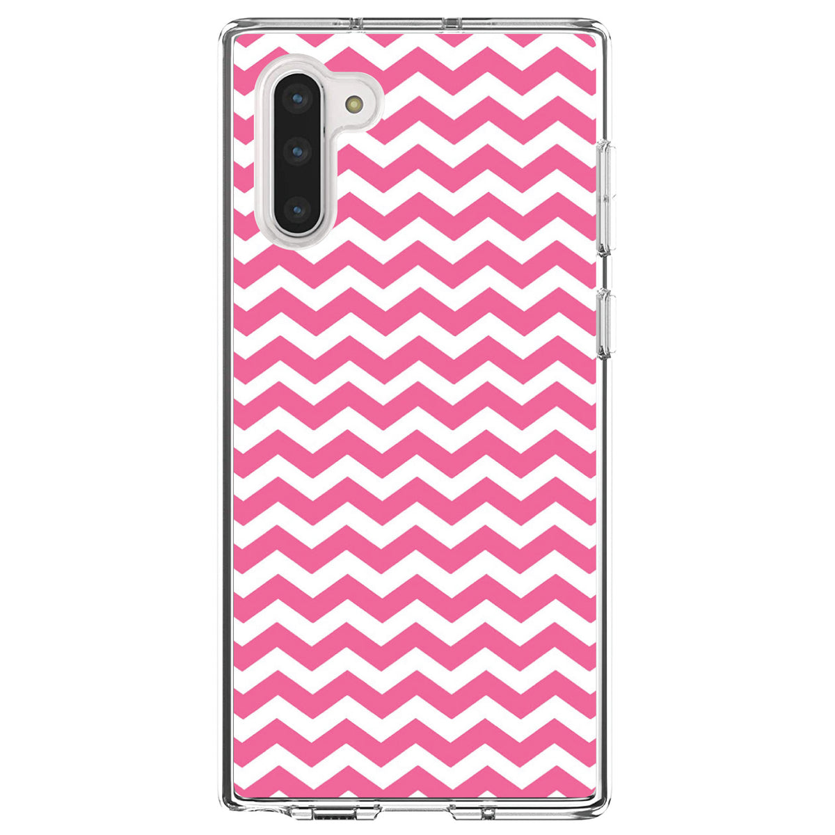 Pink White Chevron Stripes Wave Clear Shockproof iPhone Case, view 9