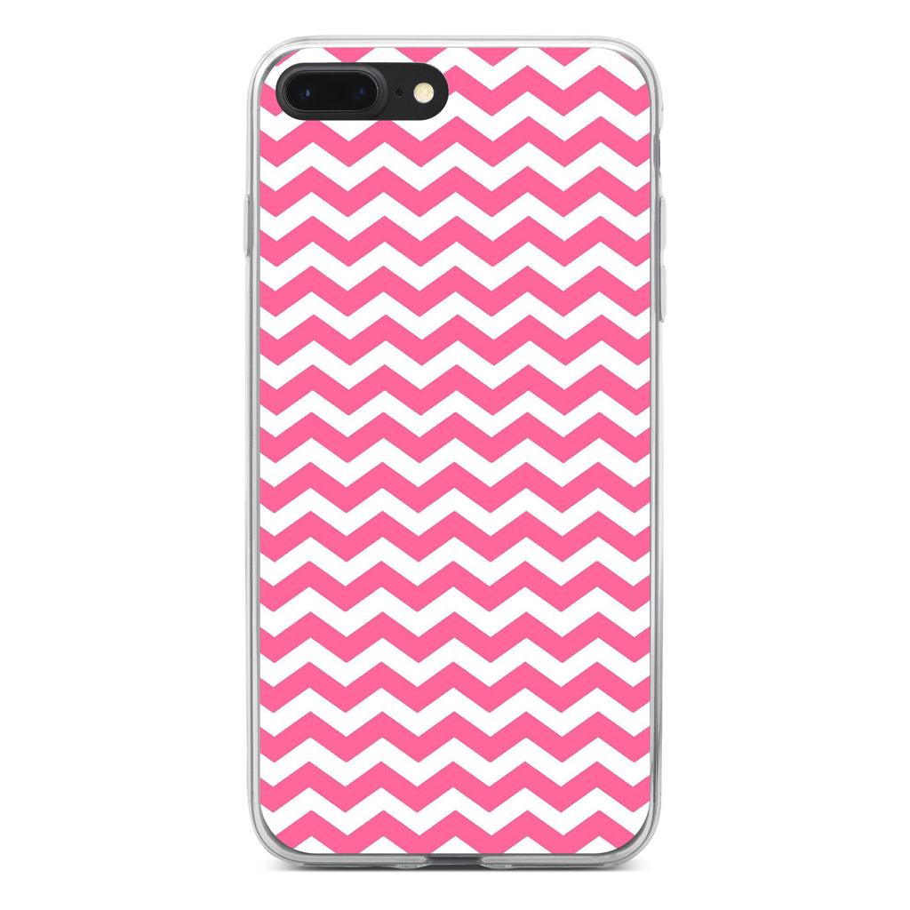 Pink White Chevron Stripes Wave Clear Shockproof iPhone Case, view 6
