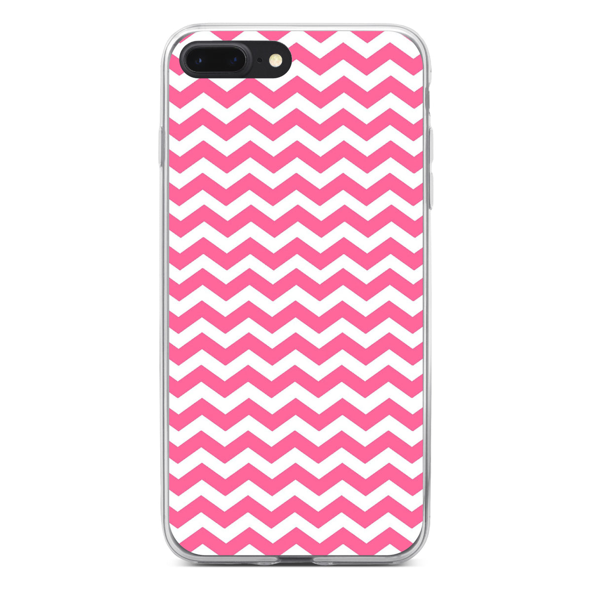 Pink White Chevron Stripes Wave Clear Shockproof iPhone Case, view 6