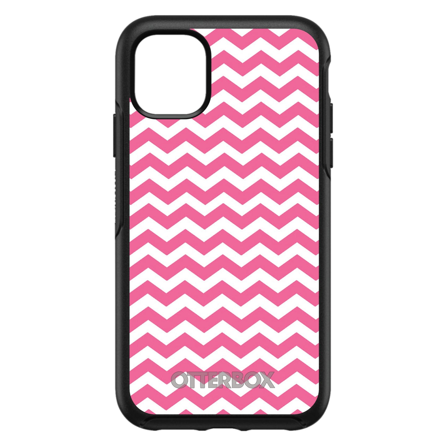DistinctInk™ OtterBox Symmetry Series Case for Apple iPhone / Samsung Galaxy / Google Pixel - Pink White Chevron Stripes Wave