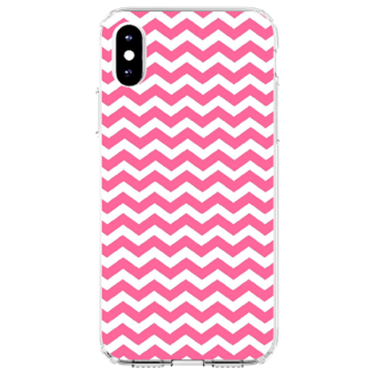 Pink White Chevron Stripes Wave Clear Shockproof iPhone Case, view 2