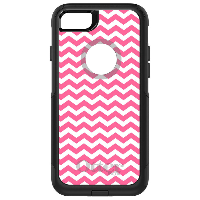 DistinctInk OtterBox Commuter Series Case for Apple iPhone or Samsung Galaxy - Pink White Chevron Stripes Wave