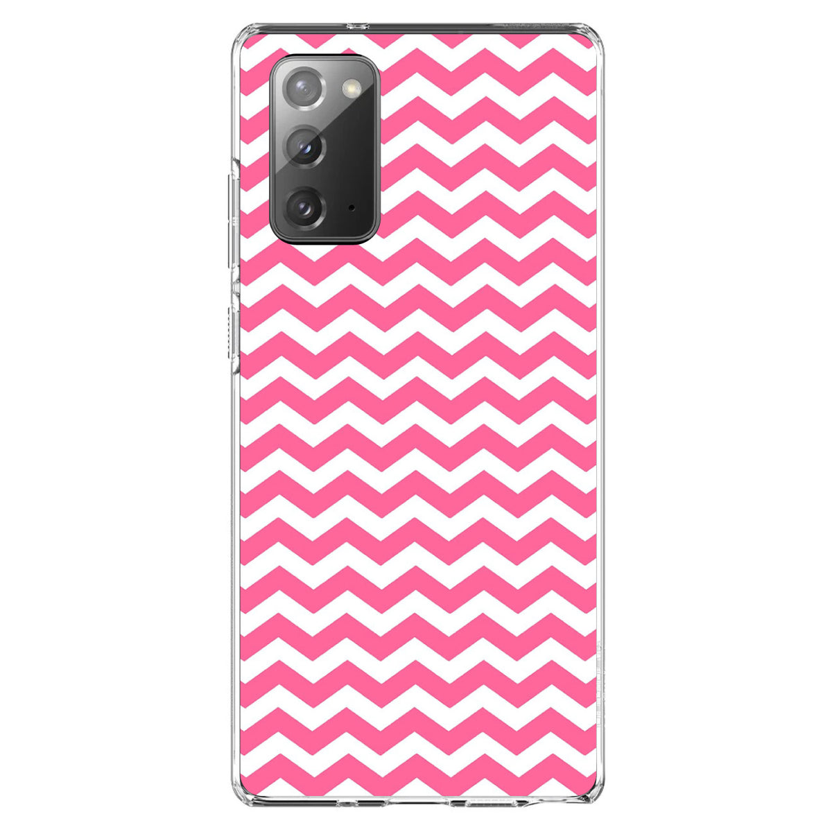 Pink White Chevron Stripes Wave Clear Shockproof iPhone Case, view 7