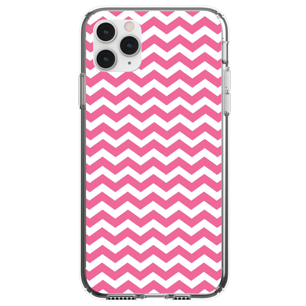 Pink White Chevron Stripes Wave Clear Shockproof iPhone Case