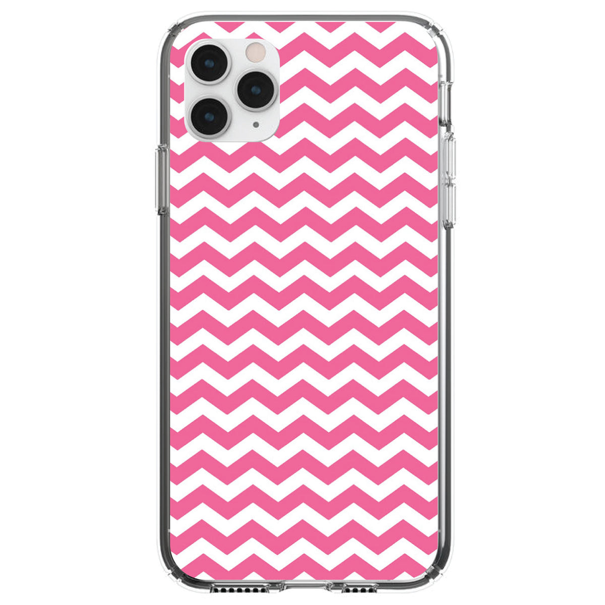 Pink White Chevron Stripes Wave Clear Shockproof iPhone Case