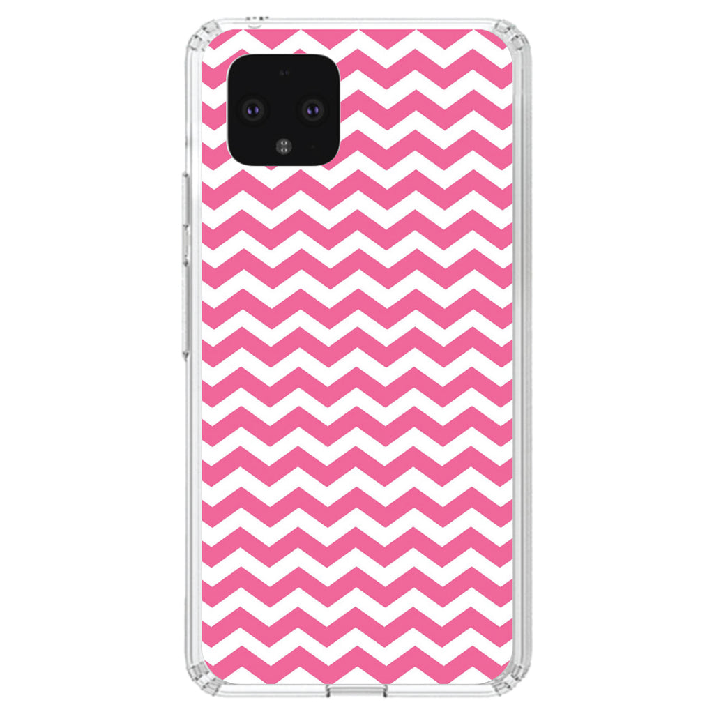 Pink White Chevron Stripes Wave Clear Shockproof iPhone Case, view 24