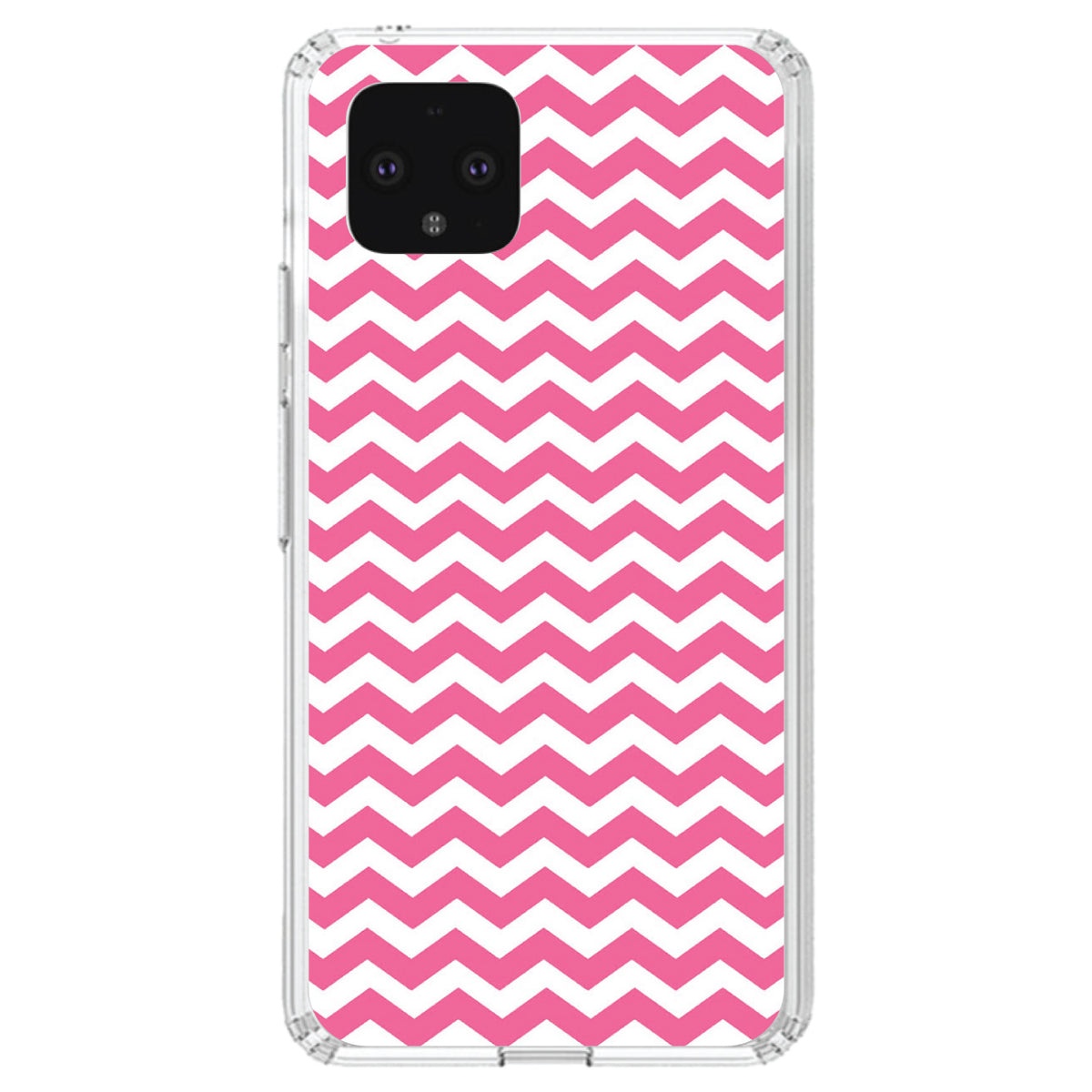 Pink White Chevron Stripes Wave Clear Shockproof iPhone Case, view 24