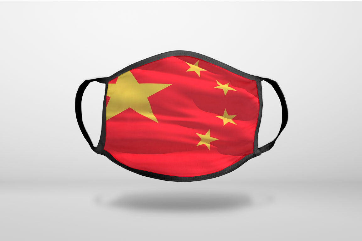China Waving Flag Chinese - 3-Ply Reusable Soft Face Mask Covering, Unisex, Cotton Inner Layer