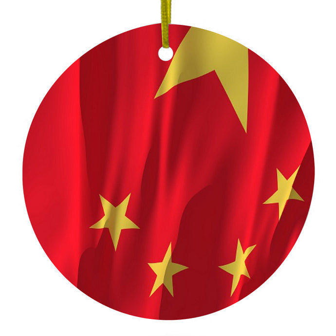 China Waving Flag Chinese Ceramic Ornament