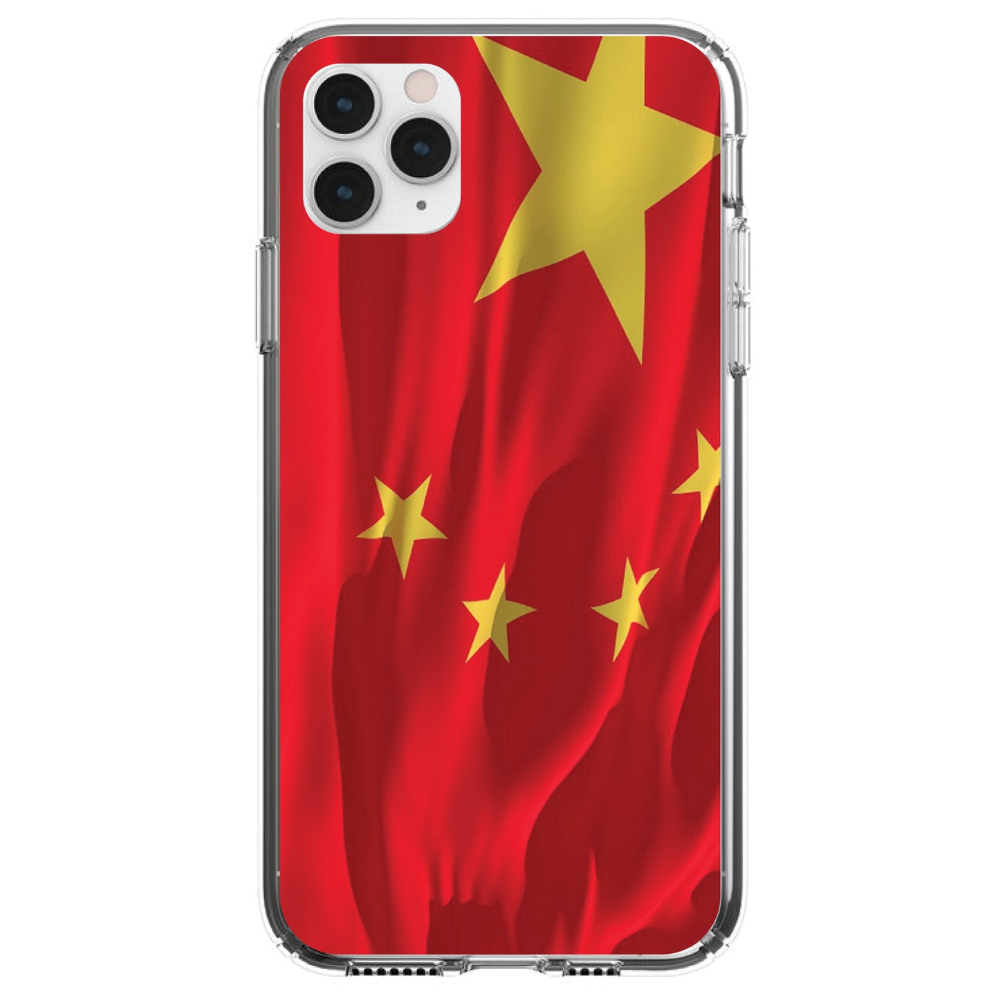 DistinctInk® Clear Shockproof Hybrid Case for Apple iPhone / Samsung Galaxy / Google Pixel - China Waving Flag Chinese