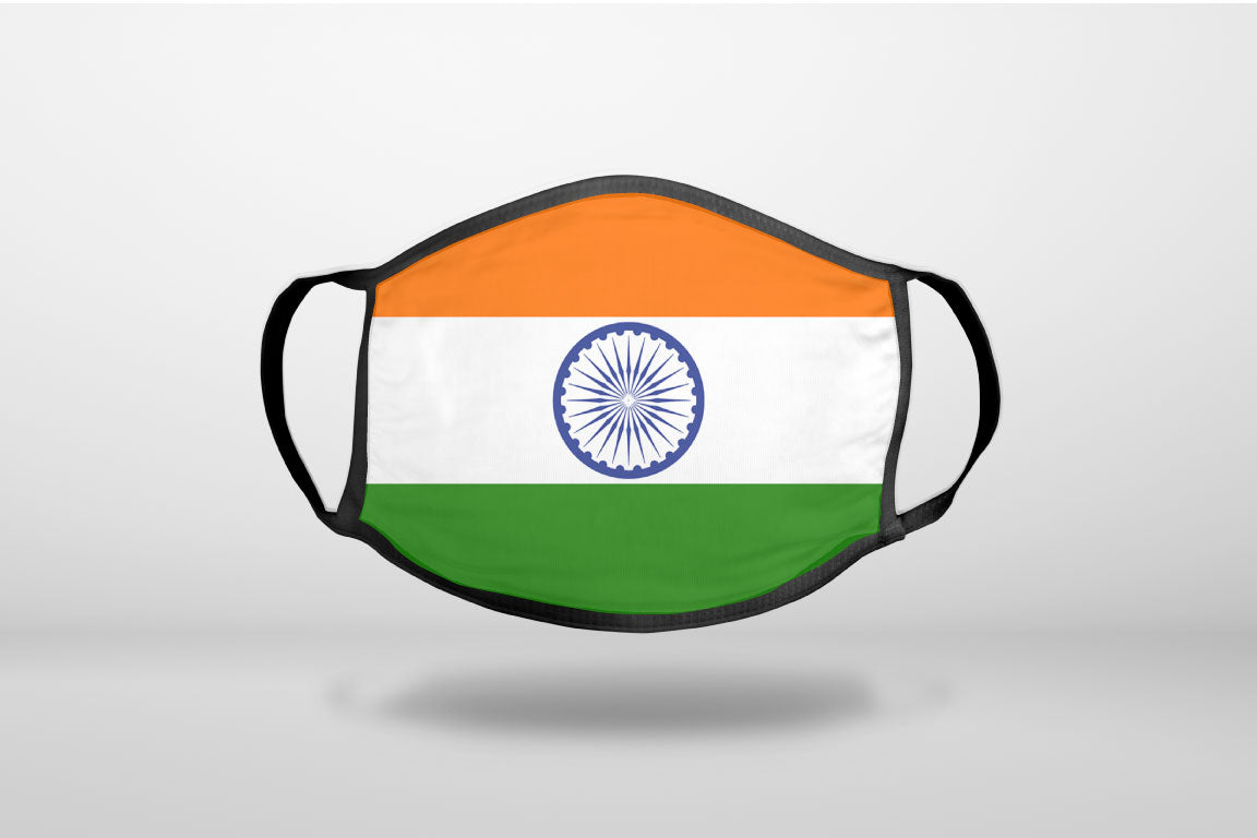 India Flag Indian - 3-Ply Reusable Soft Face Mask Covering, Unisex, Cotton Inner Layer