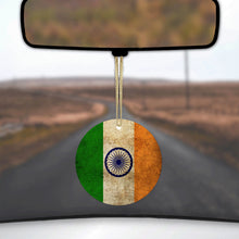 DistinctInk® Hanging Ceramic Christmas Tree Ornament with Gold String - Great Gift / Present - 2 3/4 inch Diameter - India Old Flag Indian