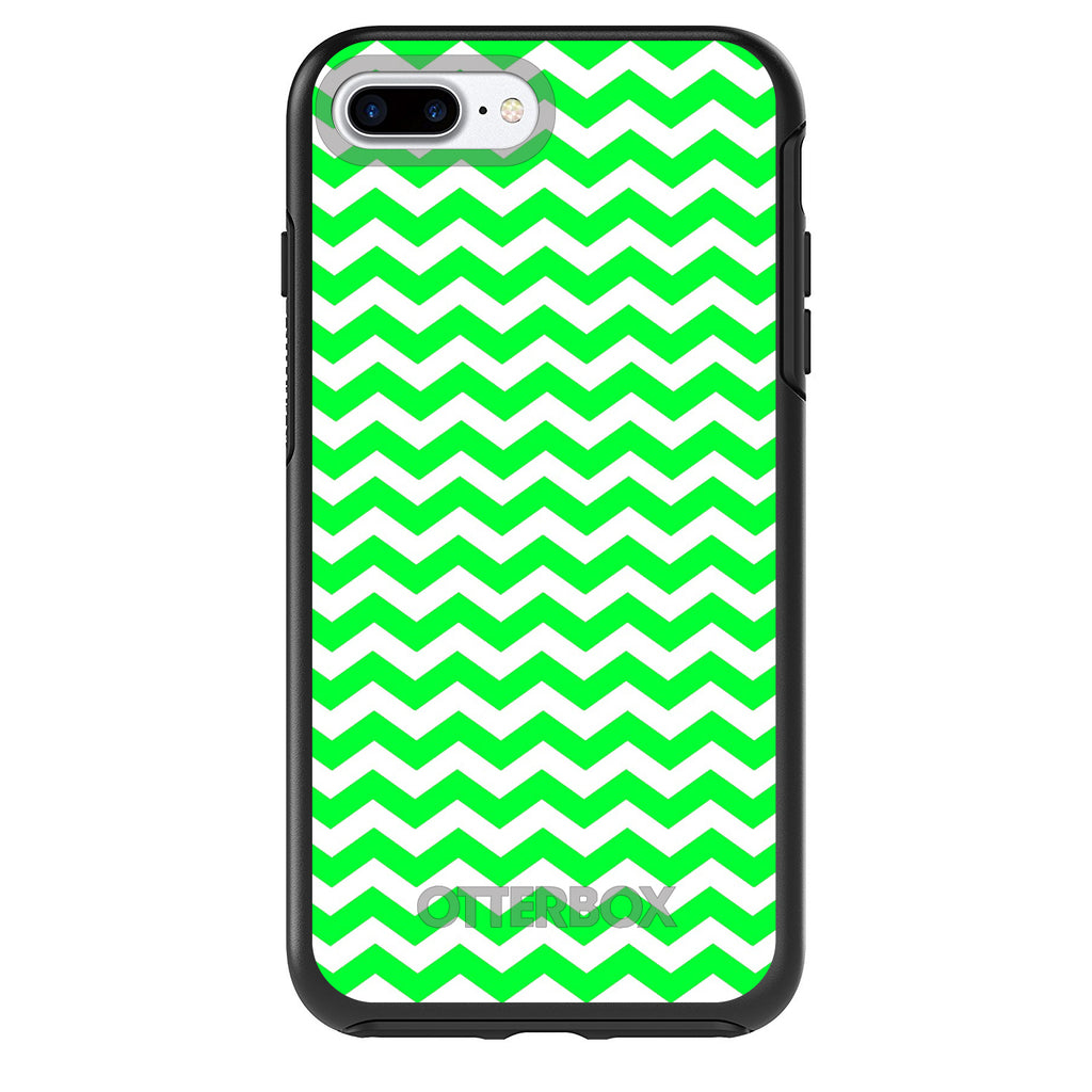 Green White Chevron Stripes Wave OtterBox Symmetry Case for iPhone & Galaxy, view 2