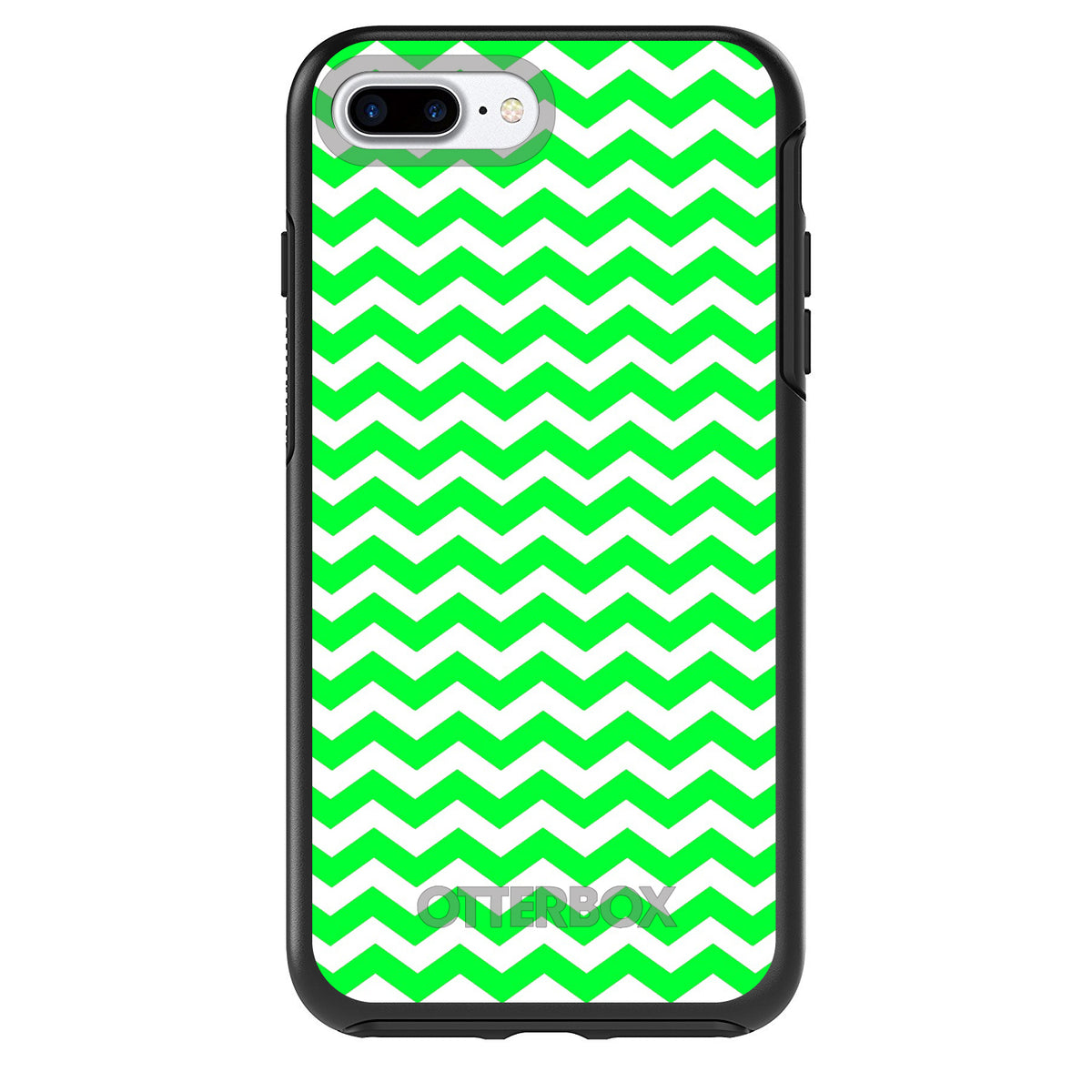 Green White Chevron Stripes Wave OtterBox Symmetry Case for iPhone & Galaxy, view 2