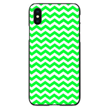 DistinctInk® Hard Plastic Snap-On Case for Apple iPhone or Samsung Galaxy - Green White Chevron Stripes Wave