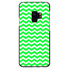 DistinctInk® Hard Plastic Snap-On Case for Apple iPhone or Samsung Galaxy - Green White Chevron Stripes Wave