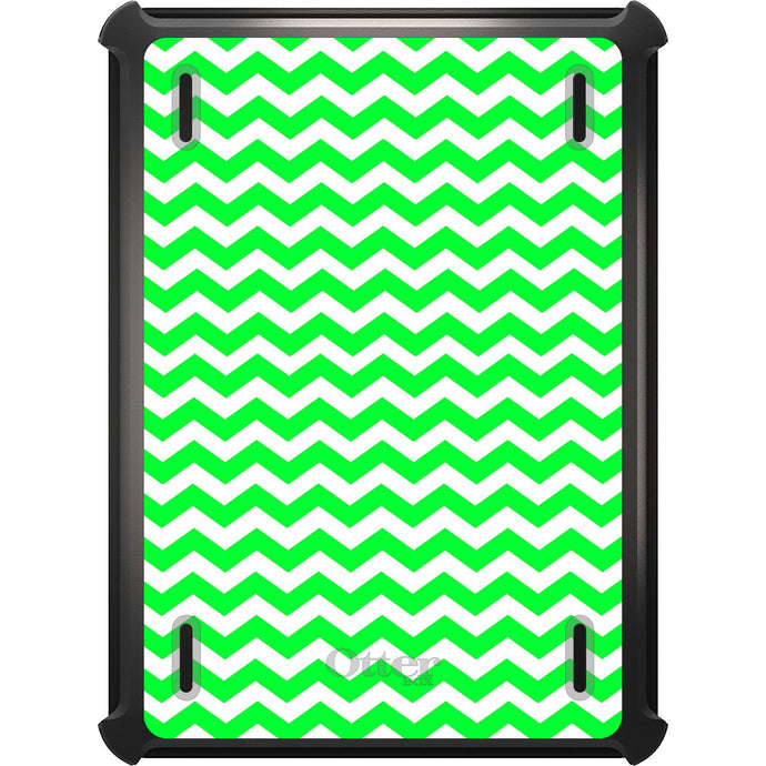DistinctInk™ OtterBox Defender Series Case for Apple iPad / iPad Pro / iPad Air / iPad Mini - Green White Chevron Stripes Wave