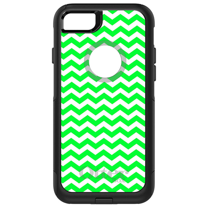 DistinctInk OtterBox Commuter Series Case for Apple iPhone or Samsung Galaxy - Green White Chevron Stripes Wave