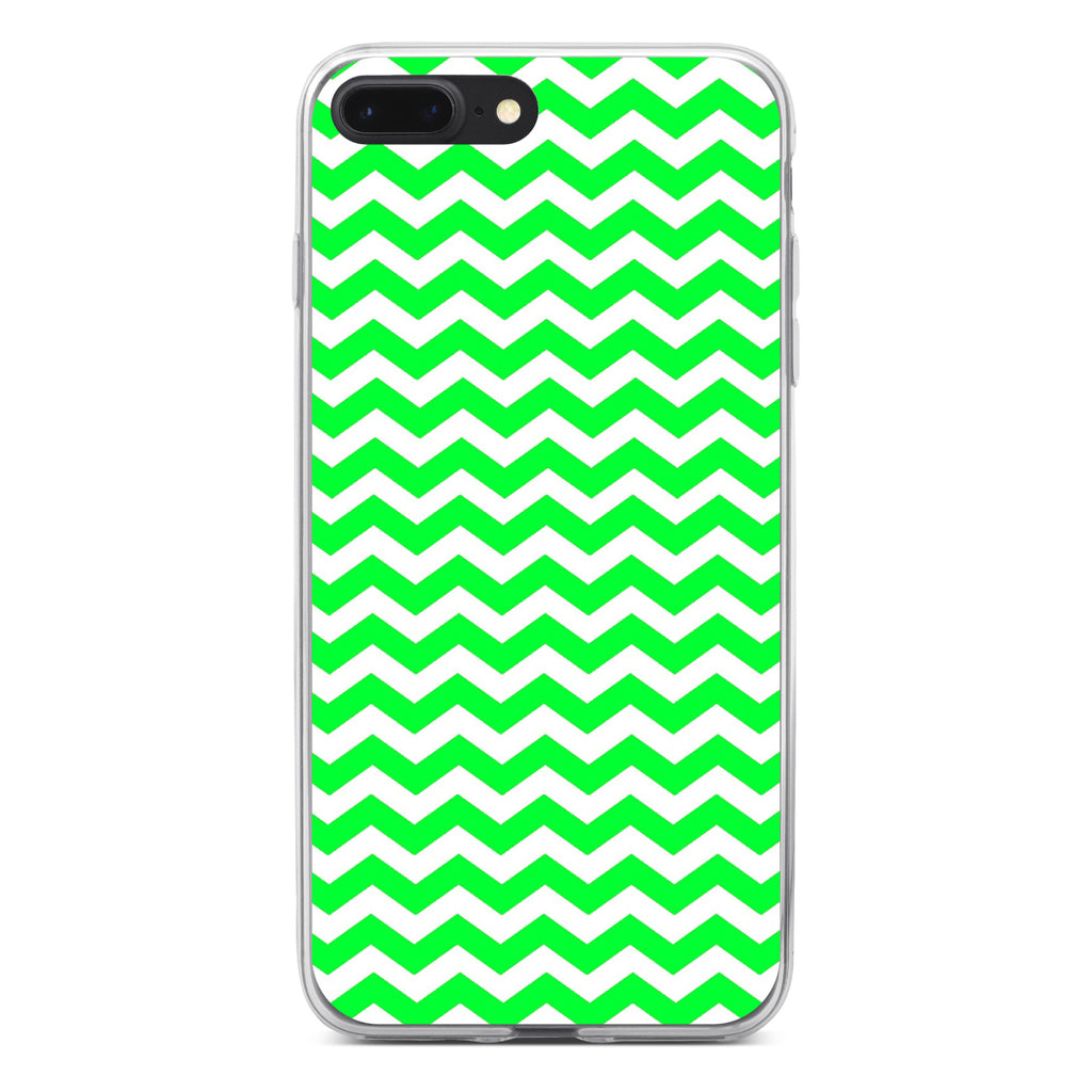Green White Chevron Stripes Wave Clear Shockproof iPhone Case, view 6