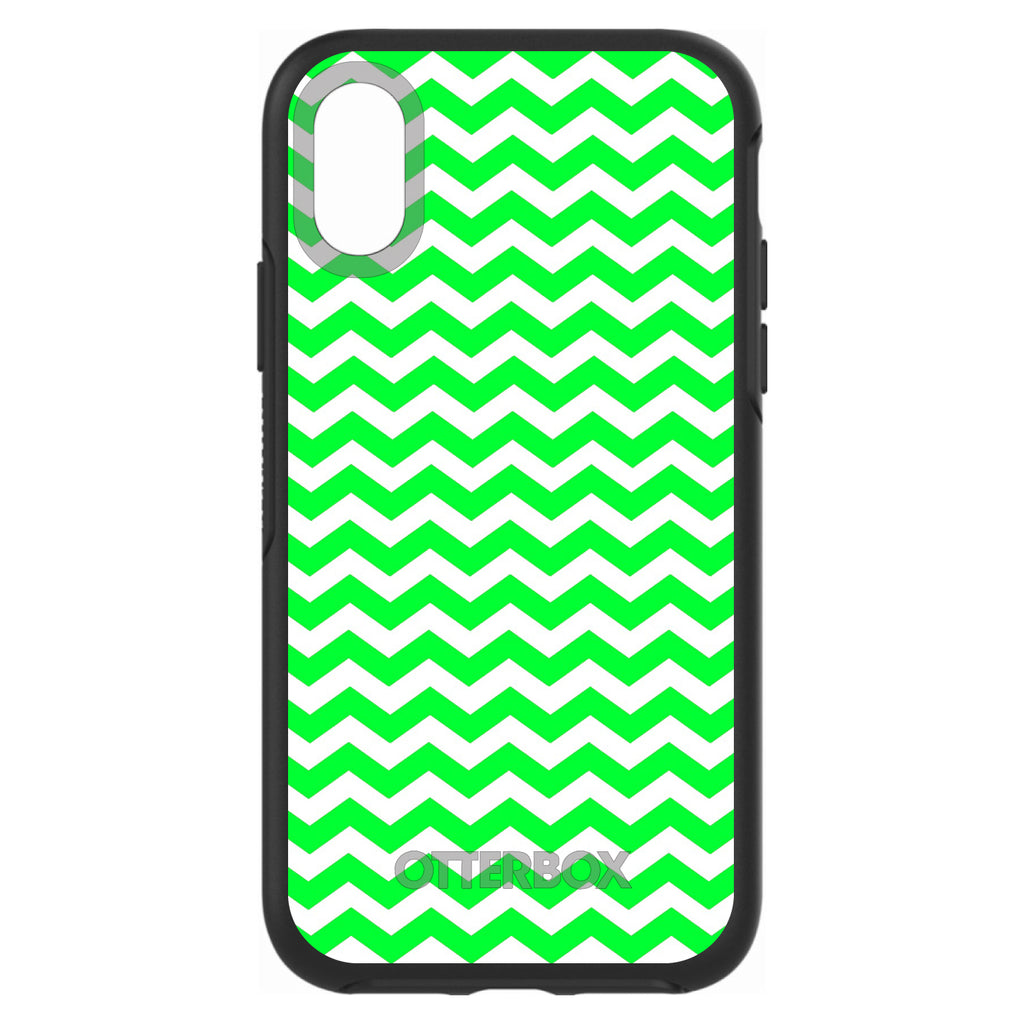 Green White Chevron Stripes Wave OtterBox Symmetry Case for iPhone & Galaxy, view 4