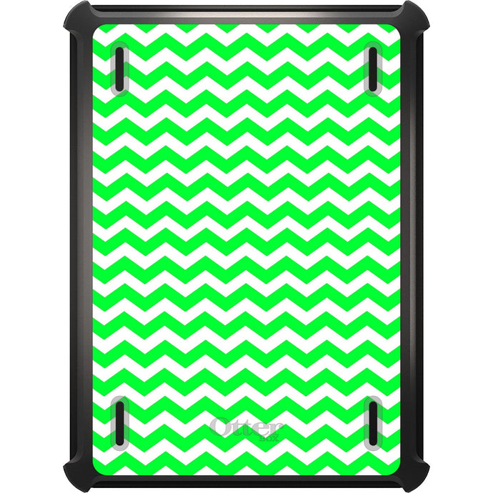 DistinctInk™ OtterBox Defender Series Case for Apple iPad / iPad Pro / iPad Air / iPad Mini - Green White Chevron Stripes Wave