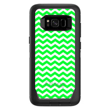 DistinctInk™ OtterBox Defender Series Case for Apple iPhone / Samsung Galaxy / Google Pixel - Green White Chevron Stripes Wave