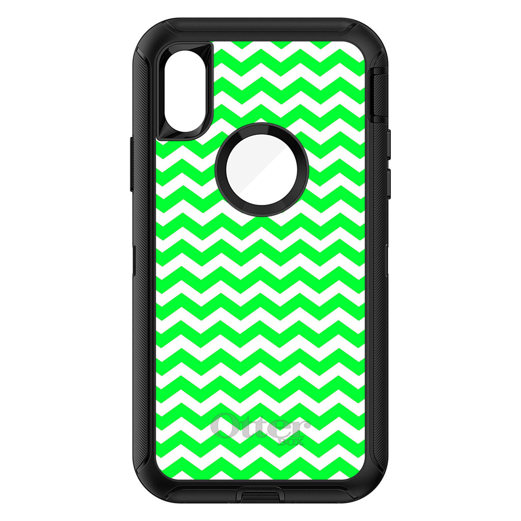 Green White Chevron Stripes Wave OtterBox Defender Case for iPhone & Galaxy, view 3