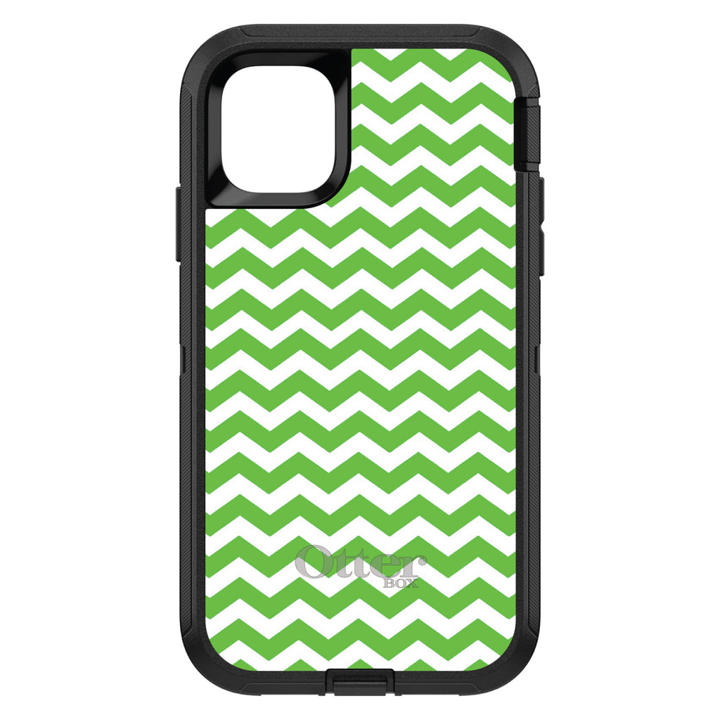 Green White Chevron Stripes Wave OtterBox Defender Case for iPhone & Galaxy, view 2
