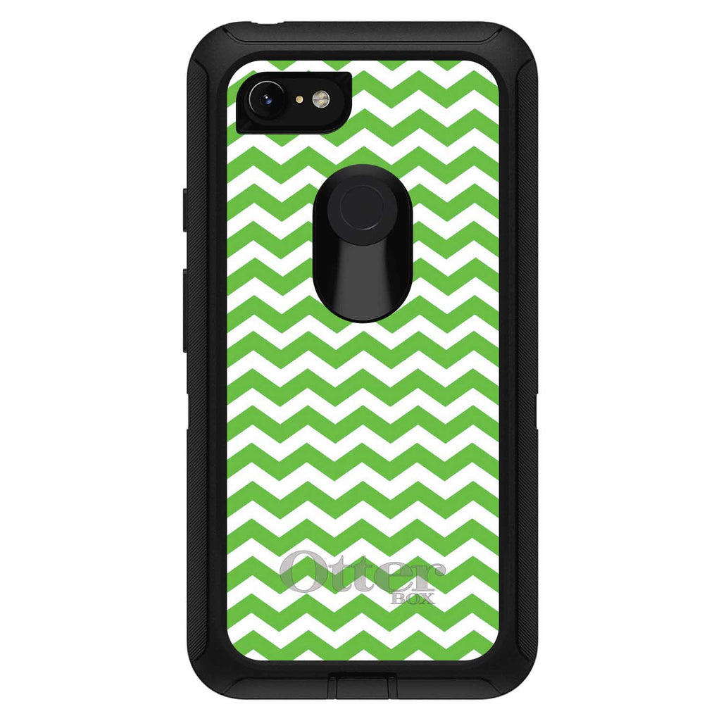 Green White Chevron Stripes Wave OtterBox Defender Case for iPhone & Galaxy, view 15