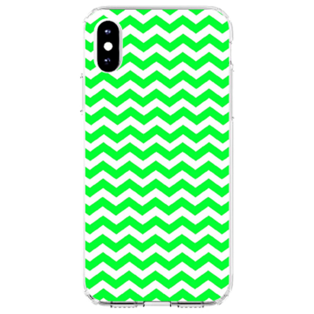 Green White Chevron Stripes Wave Clear Shockproof iPhone Case, view 3