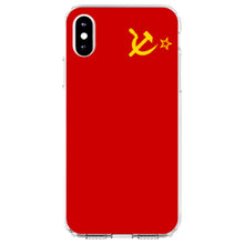 DistinctInk® Clear Shockproof Hybrid Case for Apple iPhone / Samsung Galaxy / Google Pixel - USSR Soviet Flag Red Yellow