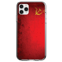 DistinctInk® Clear Shockproof Hybrid Case for Apple iPhone / Samsung Galaxy / Google Pixel - USSR Soviet Flag Old Weathered Red Yellow