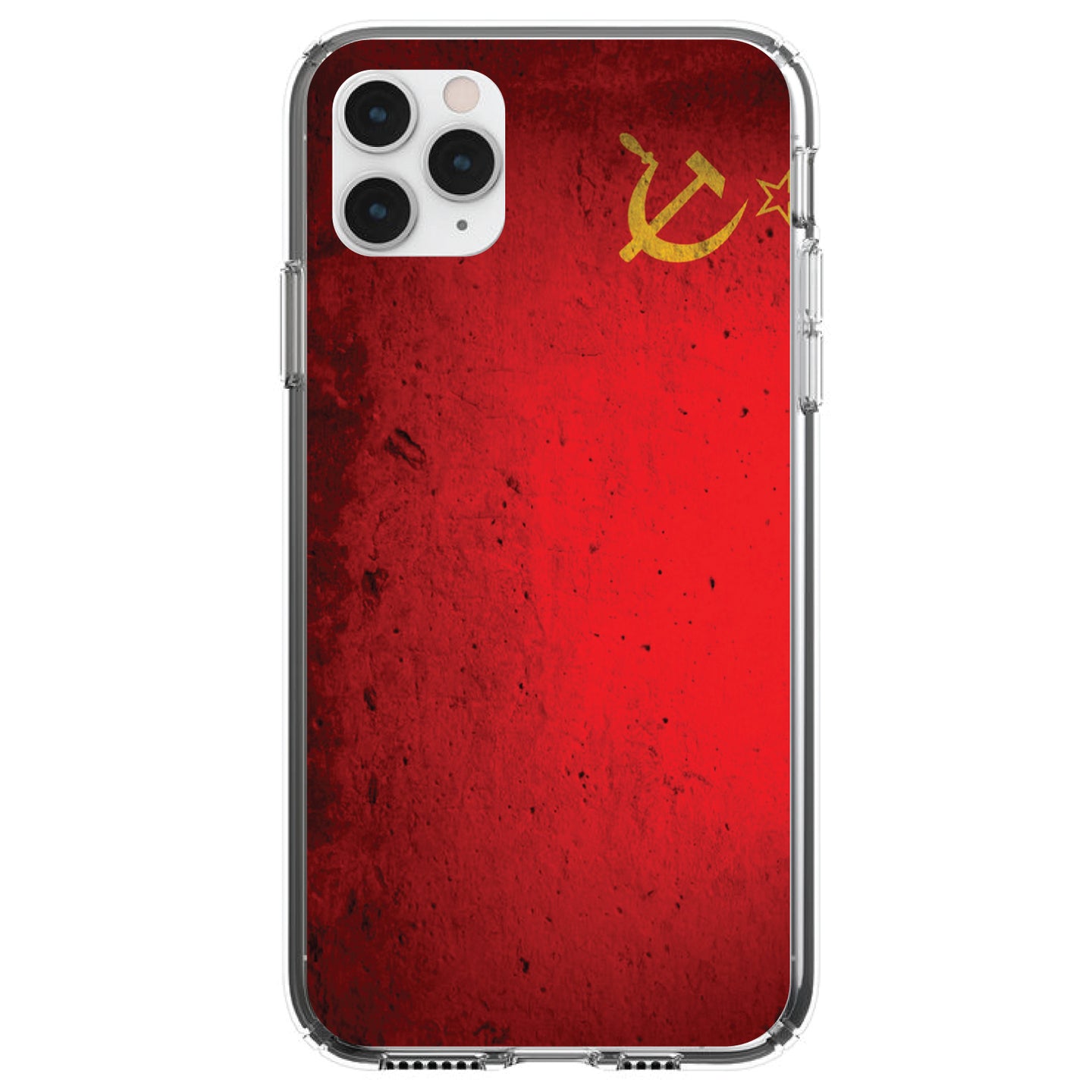 DistinctInk® Clear Shockproof Hybrid Case for Apple iPhone / Samsung Galaxy / Google Pixel - USSR Soviet Flag Old Weathered Red Yellow