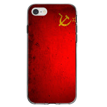 DistinctInk® Clear Shockproof Hybrid Case for Apple iPhone / Samsung Galaxy / Google Pixel - USSR Soviet Flag Old Weathered Red Yellow